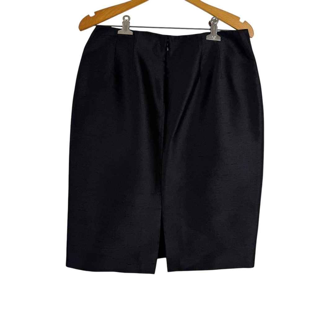 Linda Allard Ellen Tracy Women Black Skirt 8 Silk Straight Career Minimalist - Picture 3 of 8